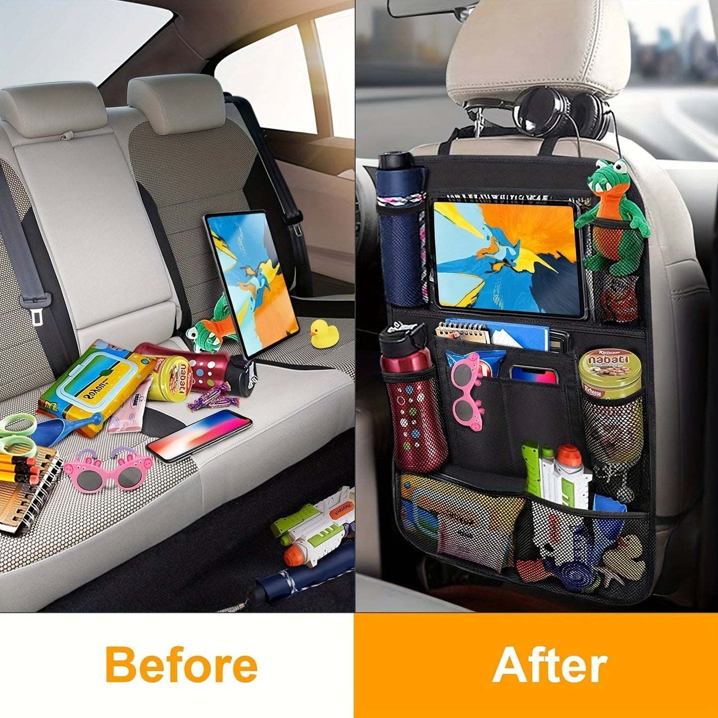 Car Backseat Organizer with Tablet Holder & Storage Pockets - Jotpicks