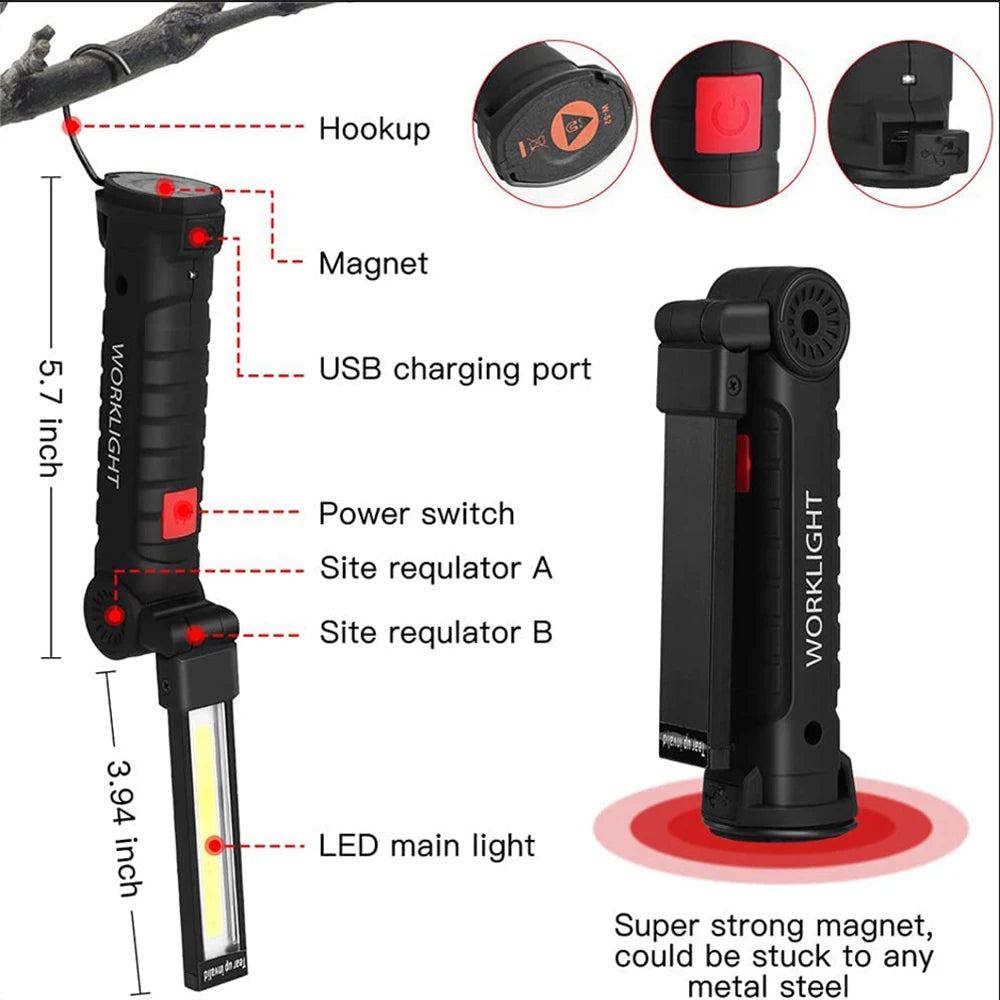 Foldable LED Work Light USB Rechargeable