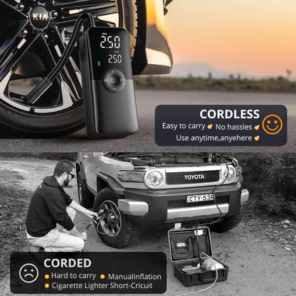 CARSUN Cordless Tire Inflator: Rechargeable Air Pump